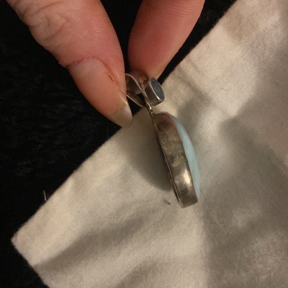 Larimar Turquoise Crystal Semi Precious Stone Pendant - Picture 2 of 6